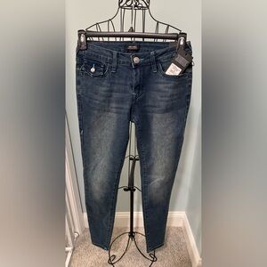 New True Religion Jennie Curvy Mid-rise super skinny blue jeans Size 26 abyss
